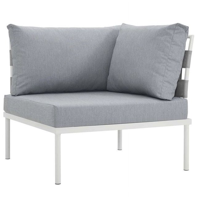 Modway Fauteuil d'Angle de Patio Extérieur en Aluminium et Tissu, Blanc/gris