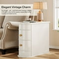 thumbnail image 3 of Fnova Solid Wood End Table with 2 Drawers, No Assembly Required, Narrow Side Tables for Living Room, Bedroom, White, 3 of 13