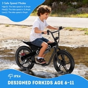Kids Electric Bike, 350W Motor, 36V 5.2Ah, 15.5 MPH, 10 Miles, 16 Tires, Dual Braking System, Ideal for Kids 6+, Electric Child Dirt Bike