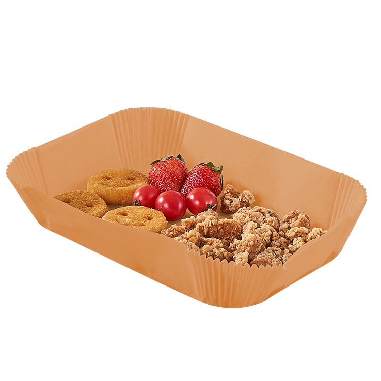 SUNYOK 100 Pcs Air Fryer Liners, 8.6in Rectangle Non-Stick Air Fryer Disposable Paper Liner, Unbleached Oil-Proof Airfryer Liners, Natural Air Fryer Parchment Paper Liners for Fryers Frying Pan