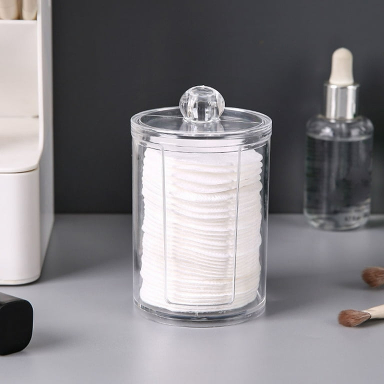 YangJinLian Makeup Cotton Pad Holder Clear Cotton Pads Organizer dispenser Bathroom Jars for Round Cotton Display Stand Cosmetic Makeup Storage Box with Lid Clear Walmart