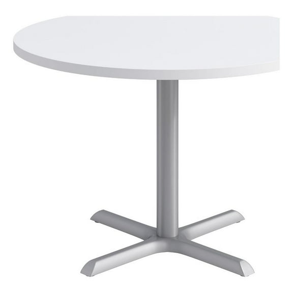KFI Studios 42in Round Dining Table - White Top - Silver Base