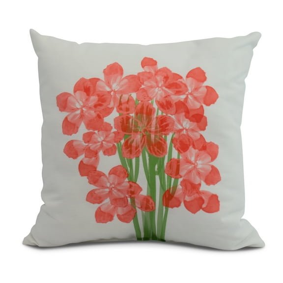Simply Daisy, 20" x 20" Florpalida, Floral Print Outdoor Pillow, Orange