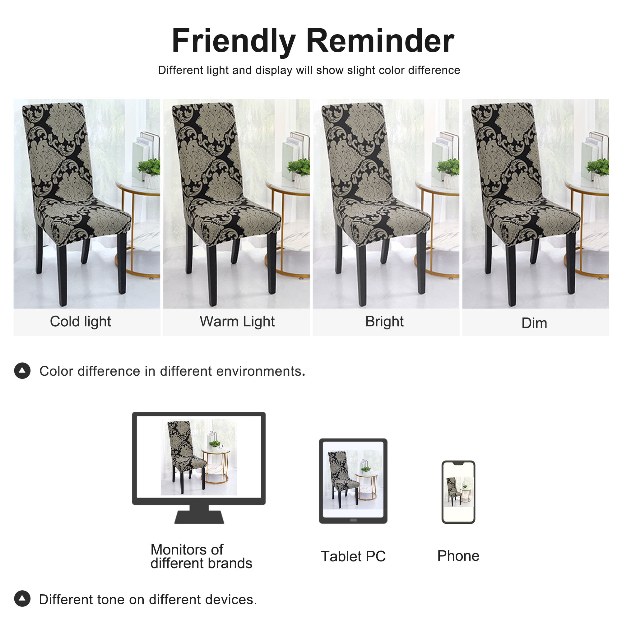 Unique Bargains Stretch Spandex Dining Chair Slipcover Black and Brown M