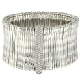 thumbnail image 1 of White Satin Bamboo Bar Pave-Set Crystal Stretch Bracelet, 1 of 1