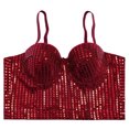 thumbnail image 4 of BUIGTTKLOP Sequin Corset Tops for Women with Built in Bra Lace Mesh Bustier Crop Top Sparkly Glitter Tube Party Tops, 4 of 6