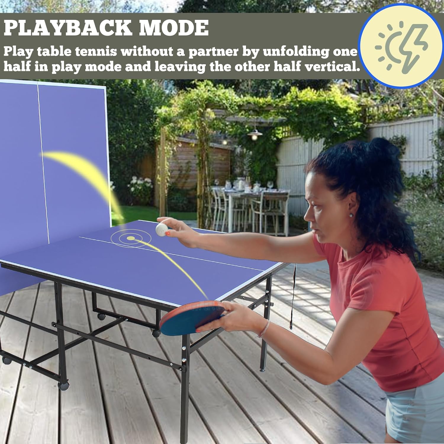 HooKung 9ft Table Tennis Table, Foldable Ping Pong Table sets, 0.5'' Thick for Indoor with Net, 2 Table Tennis Paddles and 3 Balls