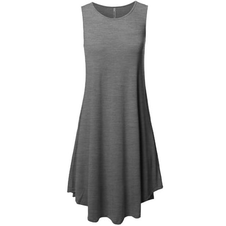 Fashion Outfit - FashionOutfit Women's Solid Round Neck Sleeveless Dress with Side Pocket