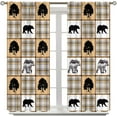 thumbnail image 2 of Bear Deer Curtains Country Forest Moose Stitching Vintage Farmhouse Cottage Bedroom Living Room Kitchen Curtains 52x84 Inch, 2 of 6