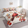 thumbnail image 3 of Manfei Cardinal Bird 7 Pieces Bedding Comforter Set,Merry Christmas Full Bedding Set,Red Xmas Berry Fitted Sheet Flat Sheet For Girl Teens,Breathable Home Decor Reversible, 3 of 8