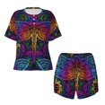 thumbnail image 2 of Yiaed Indian Mandalas Dragonfly Print Short Sleeve Pajama Sets for Women Casual Crew Neck 2 Piece Lounge Sets Women's Short-Sleeved Pajama-3X-Large, 2 of 5