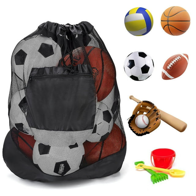 Bolsa De Malla De Bola De Gran Capacidad, Bolsa De Almacenamiento De Tela Oxford Con Diseño De Cordón Para Fútbol, baloncesto, Voleibol, Malla Fina Transpirable