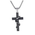 thumbnail image 6 of ifundom Black Titanium Steel Cross Pendant Necklace for Men, Stylish Fashion Jewelry Accessory, 18.5 Inch Chain, 6 of 8