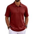 thumbnail image 2 of Hsovts Polo Shirts for Men Cotton Pique Short Sleeve Summer T-Shirts Business Casual Collared Moisture Wicking Golf Shirts Wine L, 2 of 8