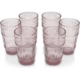 thumbnail image 4 of Verres à Boire en Verre, 11 oz en Relief Design Set de 6 Verres (Rose), 4 of 6
