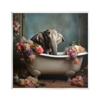 Stupell Industries Elephant in Vintage Tub Animals & Insects Painting Unframed Art Print Wall Art, 12 x 12
