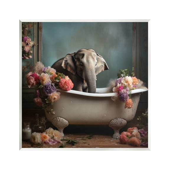 Stupell Industries Elephant in Vintage Tub Animals & Insects Painting Unframed Art Print Wall Art, 12 x 12