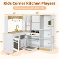 thumbnail image 4 of Arlopu Pretend Play Corner Kitchen, Interactive Wooden Kitchen Toys w/ Lights & Sounds, White, 4 of 9