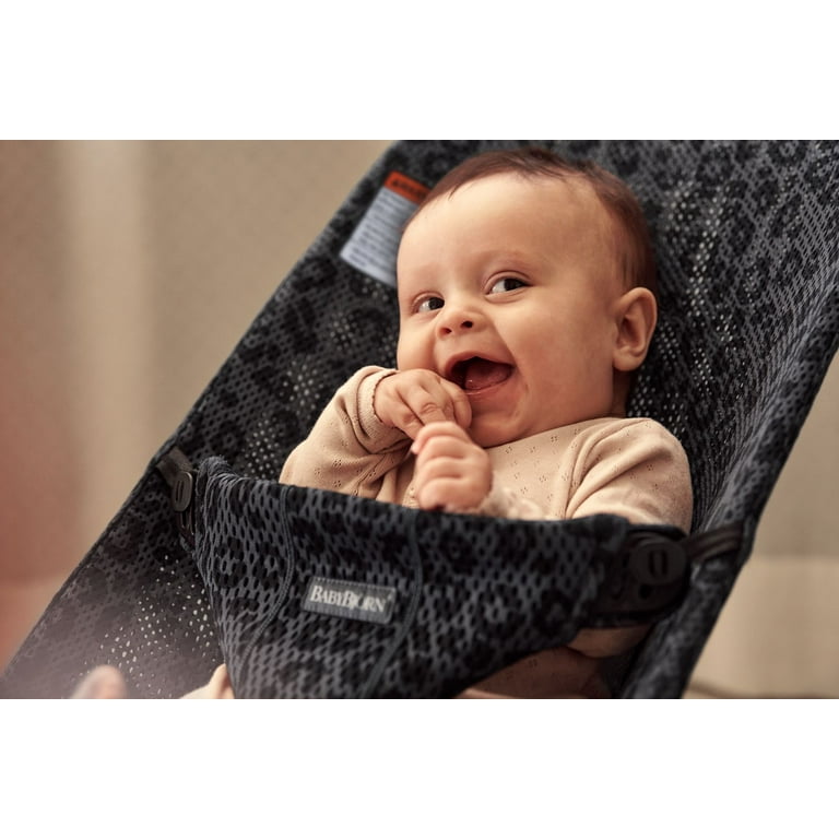 BabyBjorn Bouncer Bliss, Black frame, Mesh, Anthracite/Leopard