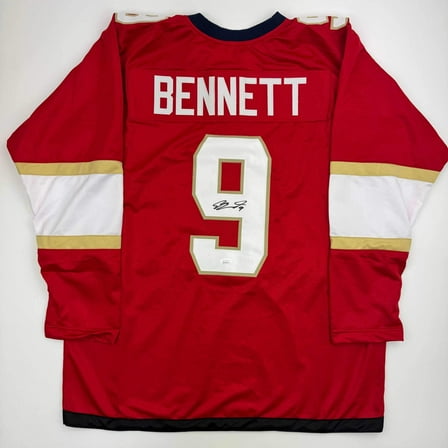 Autographed/Signed Sam Bennett Florida Red Hockey Jersey JSA COA