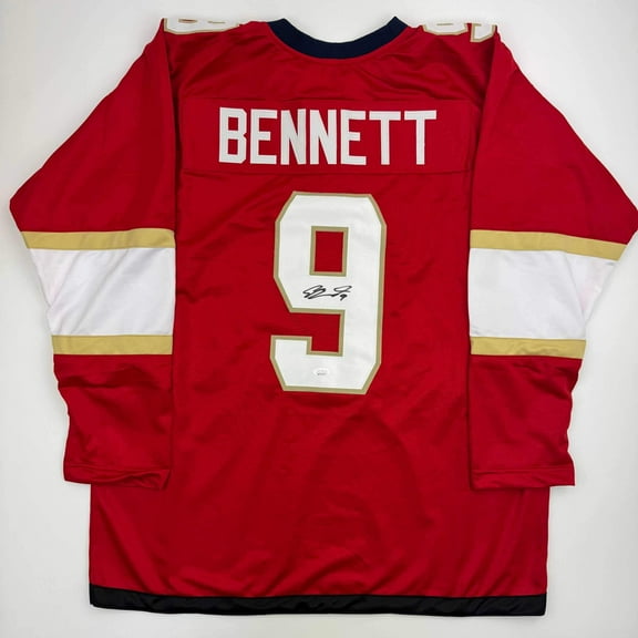 Autographed/Signed Sam Bennett Florida Red Hockey Jersey JSA COA