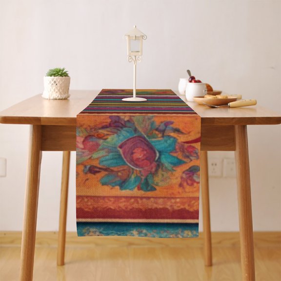 Mexican BOHO Strips Table Runner, Seasonal Fall Winter Kitchen Dining Table Decoration for Home Party Decor 13 x 72 Inch