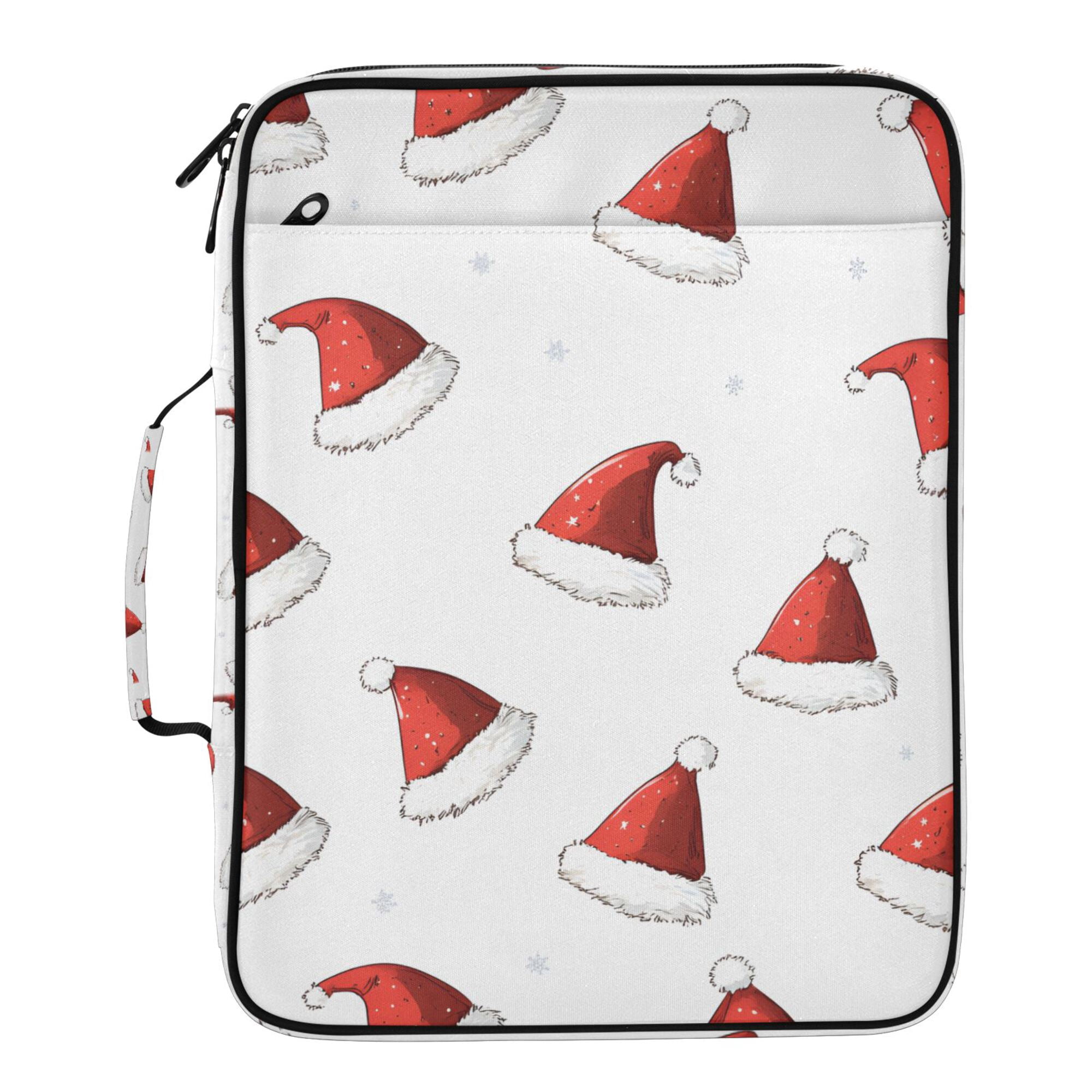 FORMRS Accordion File Folder A4 Size 7-Pocket Expanding Document Organizer Bag with 3 Ring Binder, Cute Santa Hats Pattern