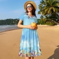 thumbnail image 4 of Lsque Sea and Fish Print Women's Casual Dress T-Shirt Summer Short Sleeve Scoop Neck Swing Dresses, 4 of 6