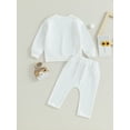 thumbnail image 4 of Bagilaanoe 2PCS Newborn Baby Girl Boy Long Pants Set Solid Color Long Sleeve Sweatshirt Pullover Tops + Drawstring Sweatpants 3M 6M 9M 12M 18M Infant Casual Sweatsuits, 4 of 8