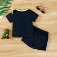 thumbnail image 7 of Toddler Boy Summer Clothes Summer Children's Fashion Splicing Design Cartoon Prints Short Sleeve and Shorts 2 Piece Set Toddler Boy Outfits Black 6 Months-12 Months, 7 of 7
