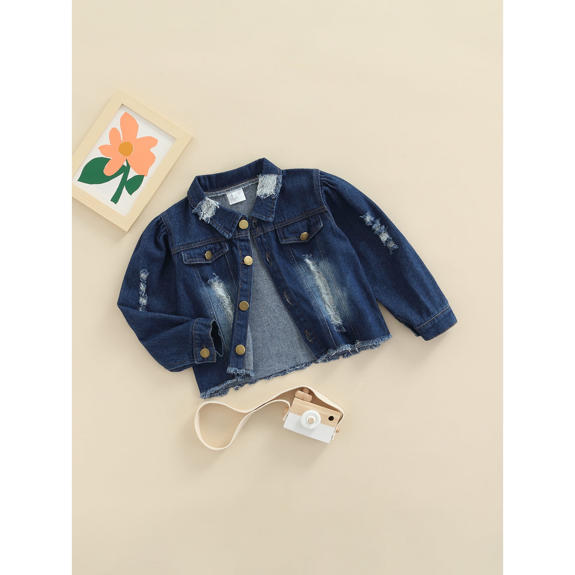 Girls ripped denim jacket best sale