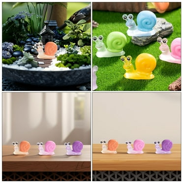 Masteelf 6 Pcs Mini Resin Figure Little Animals Figures Snail Ornaments Luminous