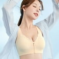 thumbnail image 5 of Riforla Women's Seamless Front Zipper Large Stretch Fixed Cup Lift Plus Size Bra Without Underwire Women Bras Beige L, 5 of 5