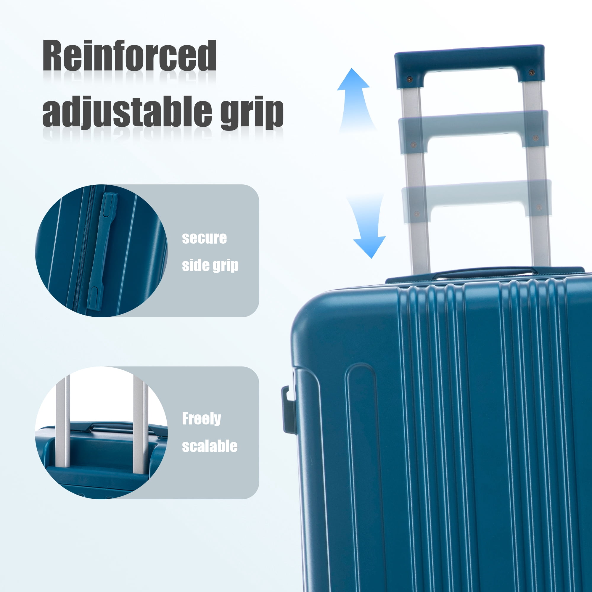 Alvantor 3 Piece Luggage Sets, ABS Spinner Suitcase with TSA Lock (20"/24"/28", Dark Blue)