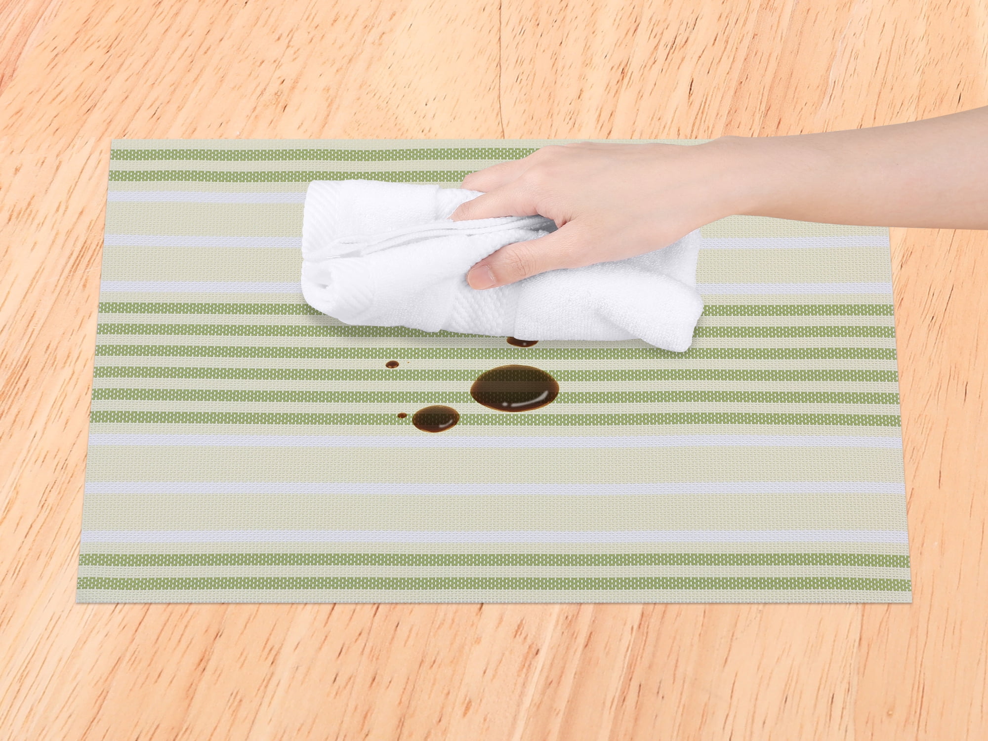 Unique Bargains Place Mat Set of 8 Placemats for Kitchen Table Decor Green