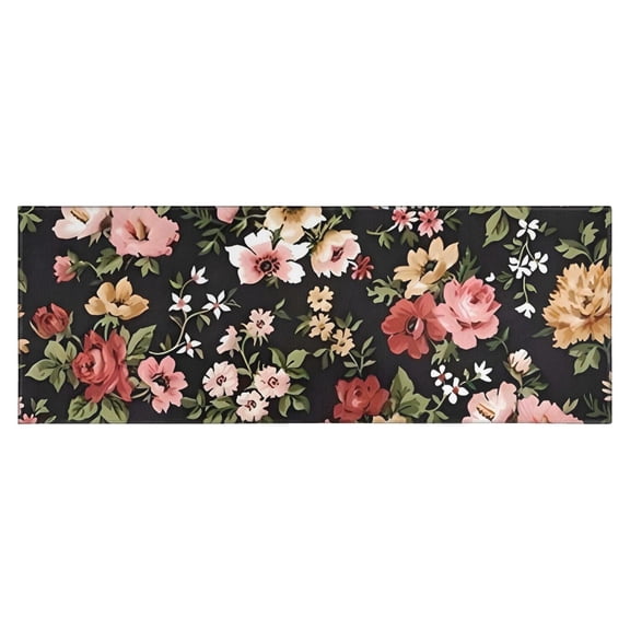 Pioneer Flower Floral Print Pattern Kitchen Rug Mat,Kitchen Runner Rugs Non Skid Washable,Decorative Kitchen Floor Mats for Kitchen,Sink,Laundry,17"X47"