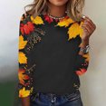 thumbnail image 2 of Stylish Maple Leaf Print Long Sleeve T-Shirts for Women Loose Crewneck Pullover Tunic Blouse Going Out Casual Graphic Tee Tops, 2 of 4