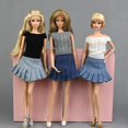 thumbnail image 2 of Trajes de minifalda plisada de mezclilla de moda para 1/6 BJD Dress-Up Accesorio de ropa Hugo Trajes de muñeca para 12 pulgadas, 2 of 10