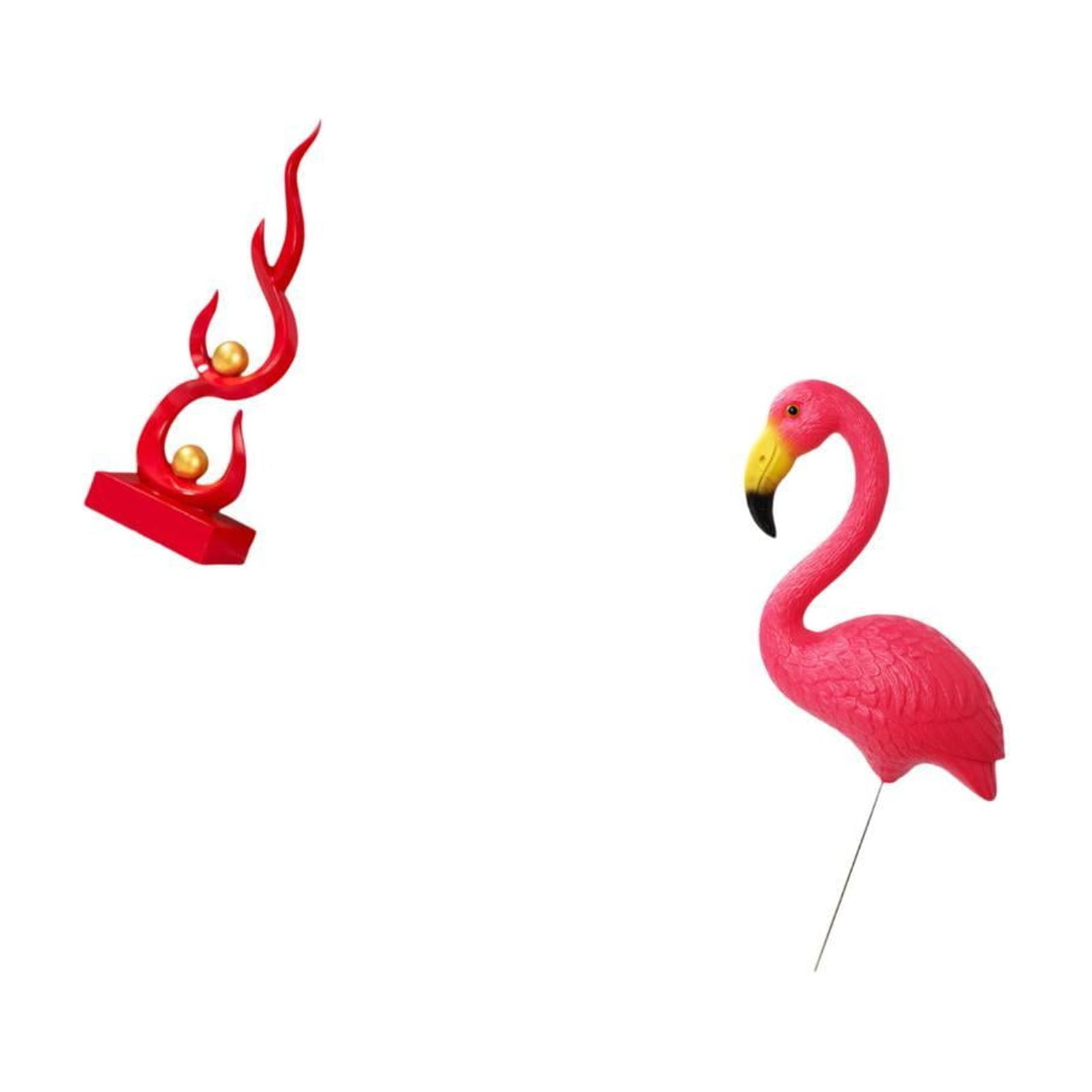 2 Sets Abstract Art Statue Flamingo Yard Stake Resin Construction for Home Garden Spring Festival Decoration