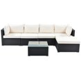 thumbnail image 6 of Outdoor Wicker Furniture Sets, 6 Piece Patio Furniture Sofa Set with 4 Wicker Chairs, Coffee Table, Ottoman, All-Weather Outdoor Conversation Set with Cushions for Backyard, Porch, Garden, LLL1400, 6 of 8