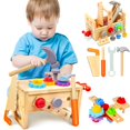 thumbnail image 1 of Juego de herramientas Mgtfbg Kids de madera, 29 piezas con caja para niños de 2 a 6 años, 1 of 6