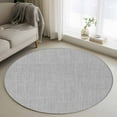 thumbnail image 2 of Grey Burlap Texture Large Area Rugs for Bedroom Living Room, Soft Non Slip Carpet Bedside Rug, Farmhouse Vintage Gray Round Floor Cover Kitchen Accent Rug 3.3' for Dining Room/Office, 2 of 9