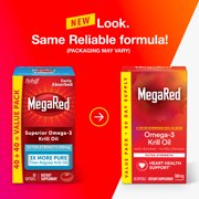 MegaRed Extra Strength 500mg Omega-3 Fish Krill Oil Supplements, Heart Brain Eyes Joints Health, 80 Softgels