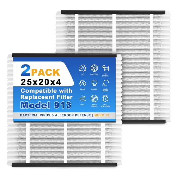 SNAPZY 913 910 Replacement Filter Compatible with AprilAire Air Purifier 1910, Merv 13 Whole House Furnace Filters 25x20x4, 2-Pack