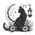 thumbnail image 1 of Pegatinas de pared con diseño de gato, y flores, accesorios de decoración de dibujos animados, calcomanías modernas extraíbles para TV, pared,, 1 of 9
