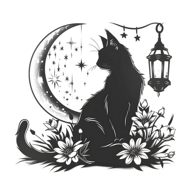 Pegatinas de pared con diseño de gato, y flores, accesorios de decoración de dibujos animados, calcomanías modernas extraíbles para TV, pared,