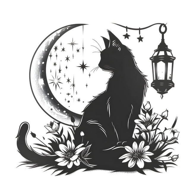 Pegatinas de pared con diseño de gato, y flores, accesorios de decoración de dibujos animados, calcomanías modernas extraíbles para TV, pared,