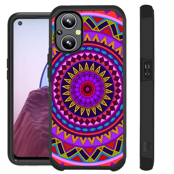 Compatible with OnePlus Nord N20 5G Hybrid Fusion Guard Phone Case Cover (Red Purple Mandala)