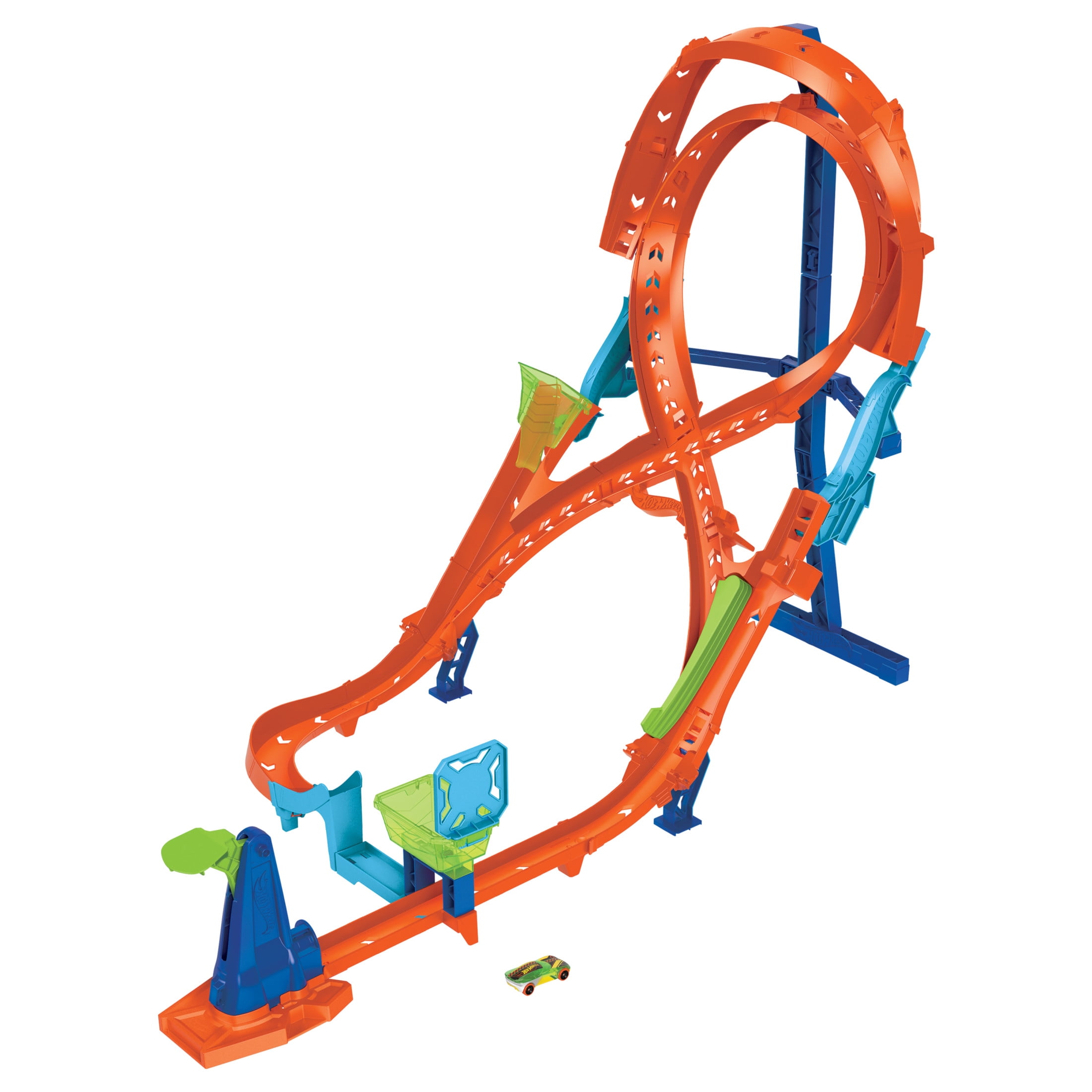 Hot Wheels Action Vertical-8 Jump Track Set with 1:64 Scale Toy Car, 2-ft Tall Track, 37.01 in