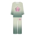 thumbnail image 3 of Timoontee Womens Breast Cancer Printing Pajamas Sets Spring Fall Long Sleeve Sets Comfy Casual Sleepwear Lounge Underwear 2025 Green 4, 3 of 3